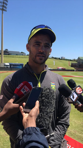 Proteas all-rounder JP Duminy talks to the media after the teams final training session at Buffalo Park this morning. Picture: SIPHOKAZI SOKANYILE