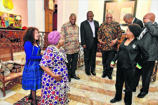 ALL TOGETHER NOW: President Jacob Zuma summoned presidential hopefuls to a meeting and highlighted his fears about next month’s ANC elective conference becoming violent. With him, are Lindiwe Sisulu, Nkosazana Dlamini-Zuma, Zweli Mkhize, Cyril Ramaphosa, Mathew Phosa, Jeff Radebe and Baleka Mbete. Ramaphosa and Dlamini-Zuma are considered front runners in the race to take over from Zuma Picture: SUPPLIED
