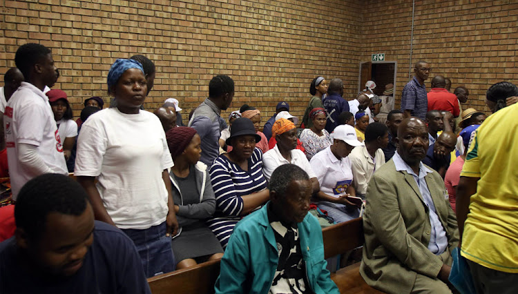 Church and community members at Mokapane Magistrates Court for the appearance of 23 churchgoers arrested for public violence