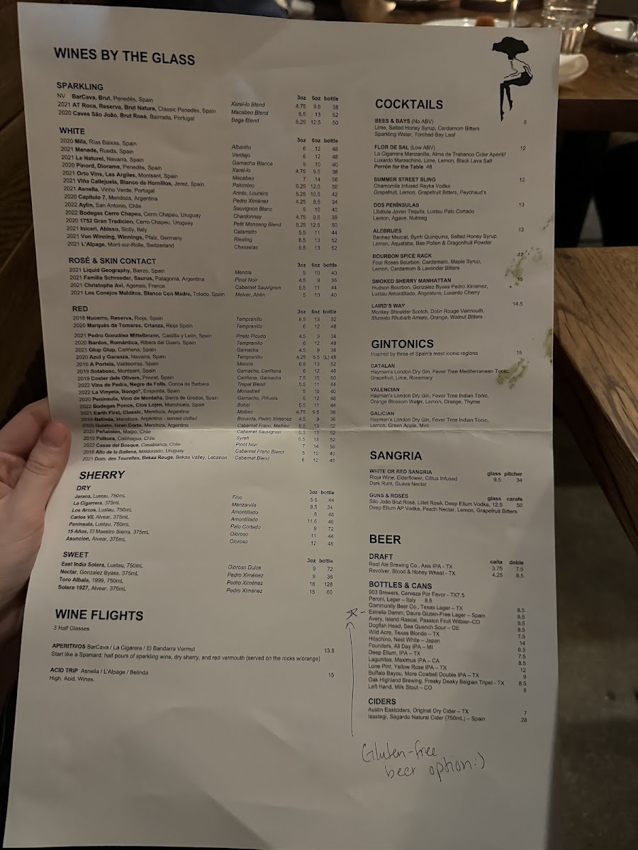 Barcelona Wine Bar gluten-free menu