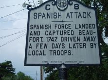 Spanish force landed and captured Beaufort, 1747. Driven away a few days later by local troops.Plaque via North Carolina Highway Historical Marker Program, and is used with their permission. Full...