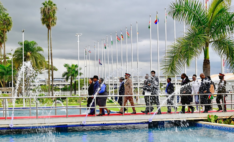 President of the Republic of Namibia arrives in Nairobi for the Africa Fertilizer and Soil Health Summit on May 8, 2024.