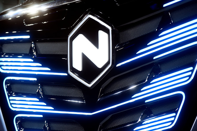 Nikola's logo at an event in Turin, Italy. Picture: REUTERS/MASSIMO PINCA