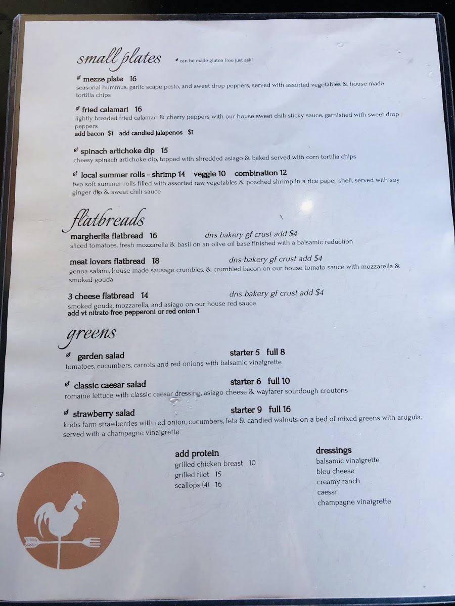 Front of menu