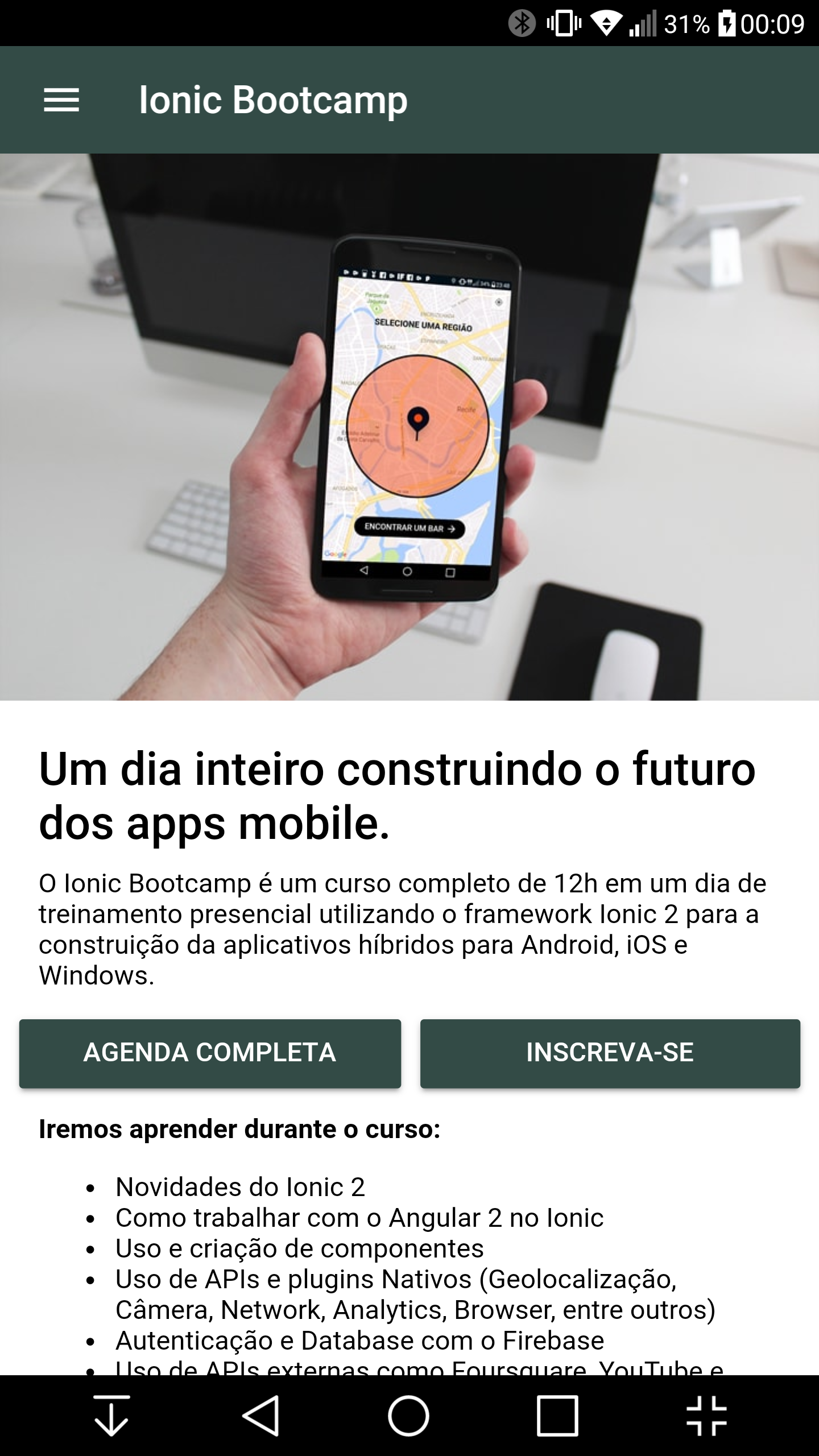 Android application Ionic Bootcamp screenshort