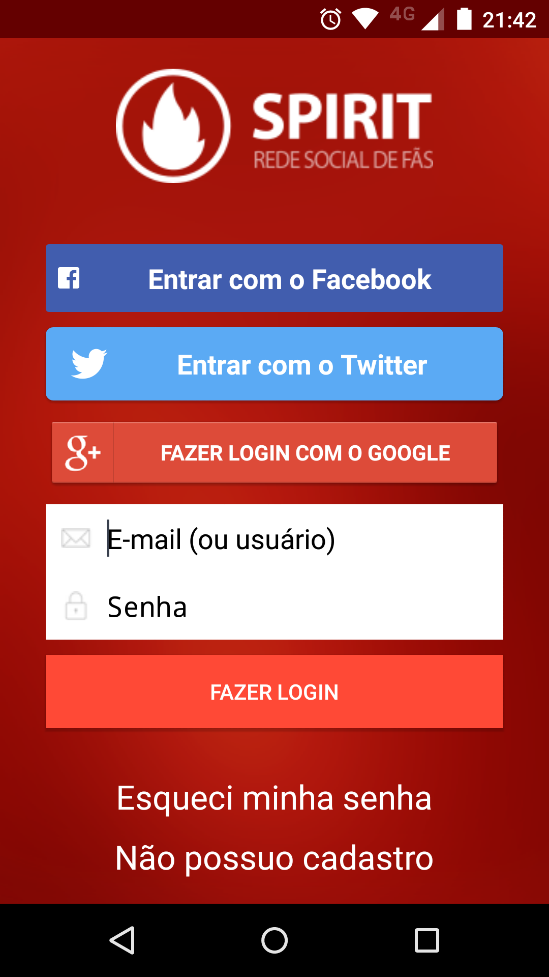 Android application Spirit Rede Social de Fãs screenshort
