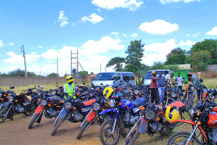 Motorbikes and Nissan Matatu's donated by the Isiolo governor to the self-help groups