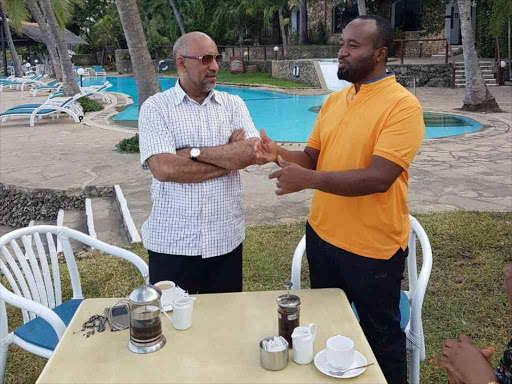 A file photo of Lamu politician Rishad Amana and Mombasa Governor Hassan Joho. /BRIAN OTIENO