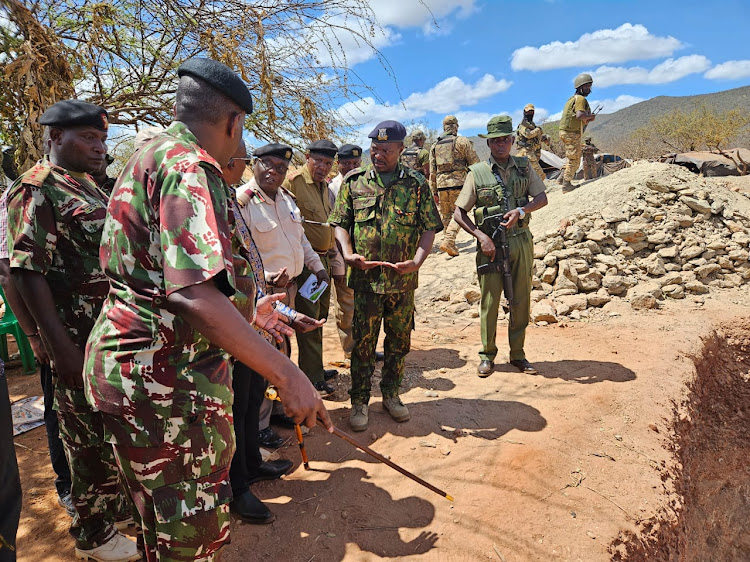 Security officials at the Moyale gold mining site on March 14, 2024