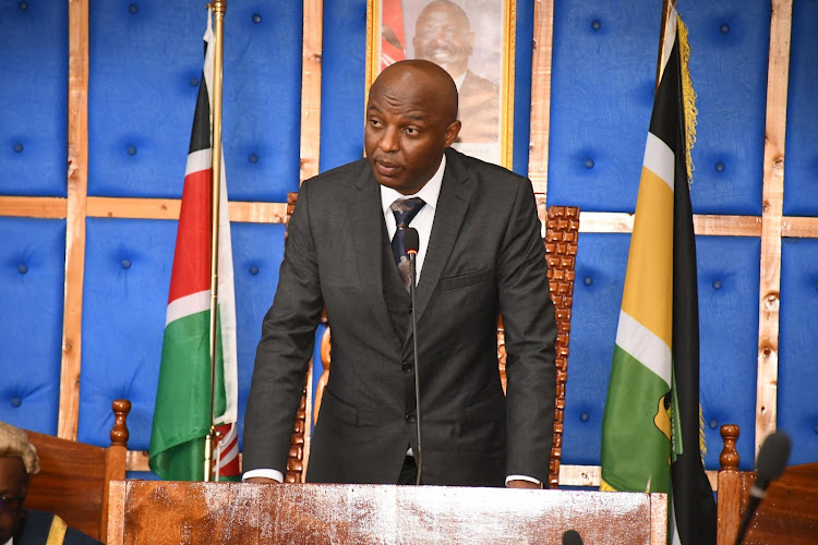 Murang'a governor Irungu Kang'ata addressing Murang'a county assembly on November 22, 2023.