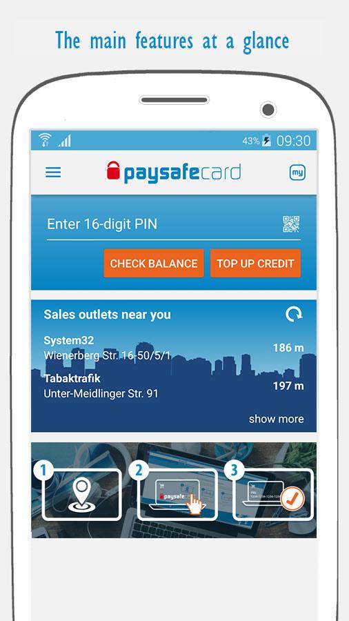 Android application paysafecard - prepaid payments screenshort