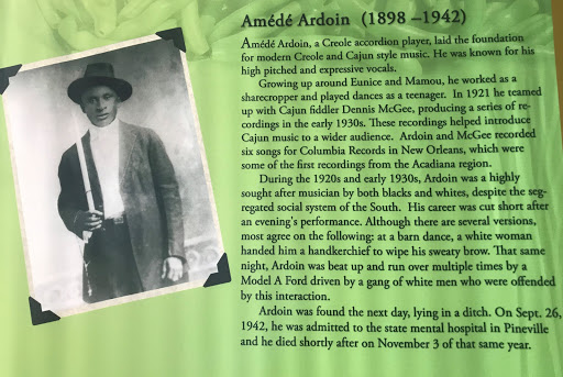 Amédé  Ardoin, a Creole accordion player, laid the foundation for modern Creole and Cajun style music. He was known for his high pitched and expressive vocals. Growing up around Eunice and Mamou,...
