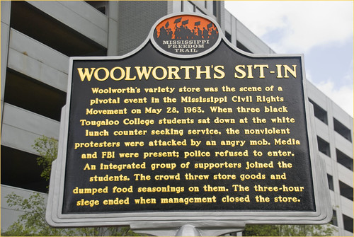 Woolworth’s Sit-in“Woolworth’s variety store was the scene of a pivotal event in the Mississippi Civil Rights Movement on May 28, 1963. When three black Tougaloo College students sat down at the...