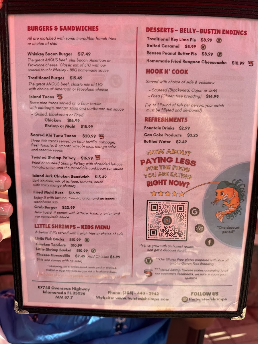 Twisted Shrimp gluten-free menu