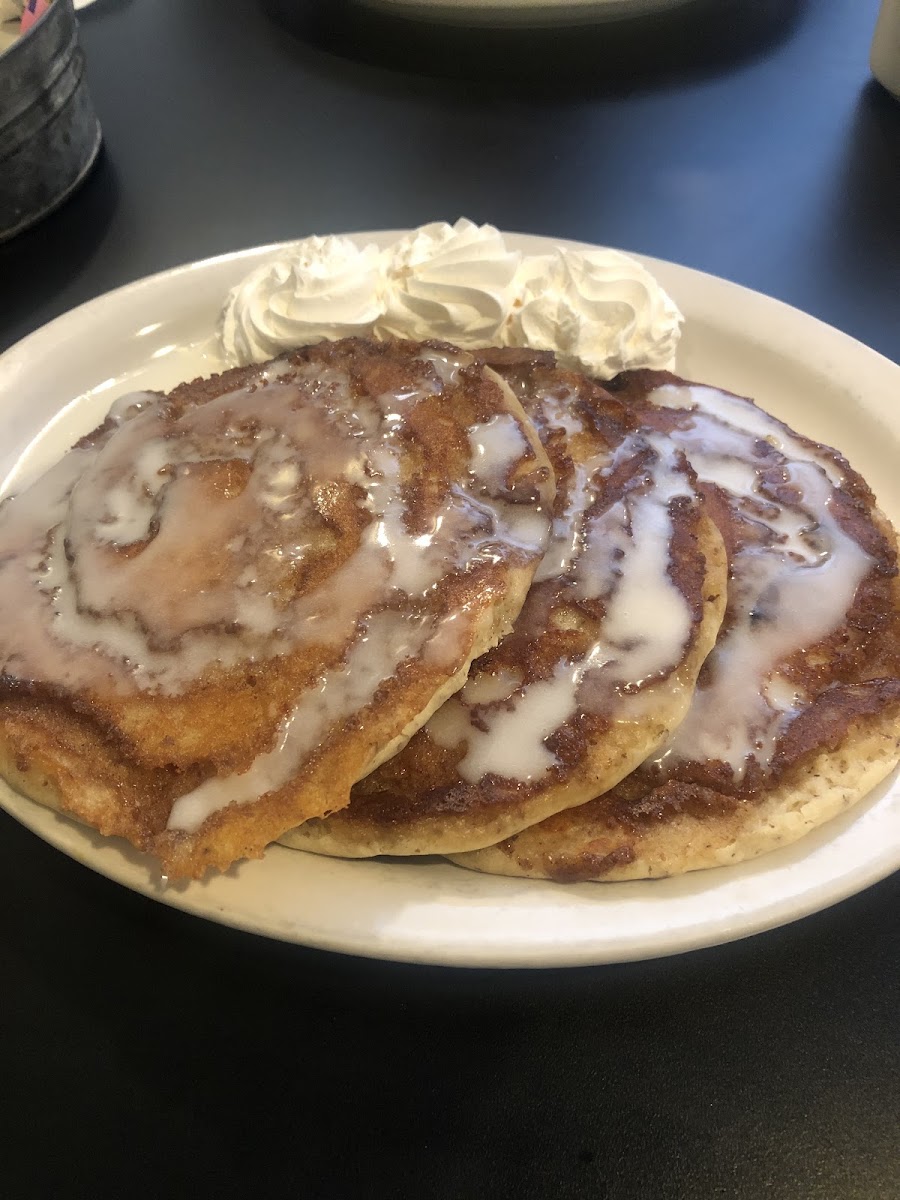 Gluten free cinnamon roll pancakes. They tasted AMAZING!