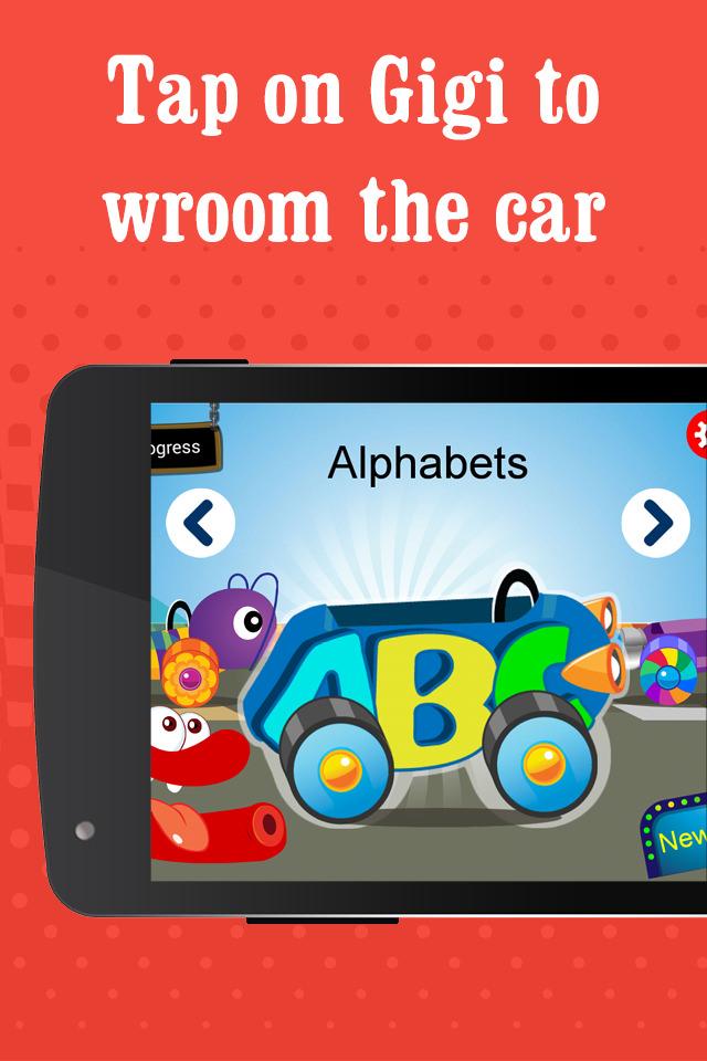 Android application Alphabet car game for kids screenshort