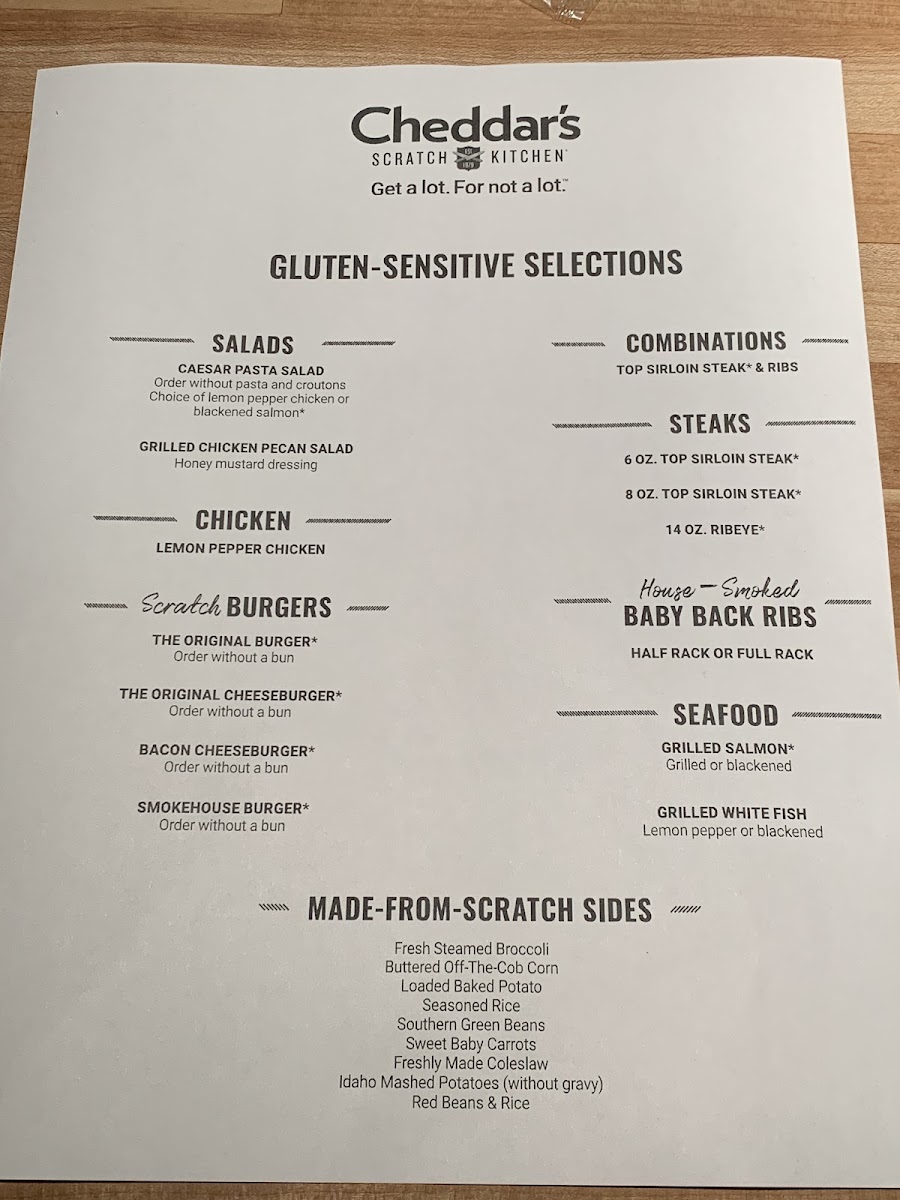 Gluten free menu / Melbourne FL / 12-28-2020