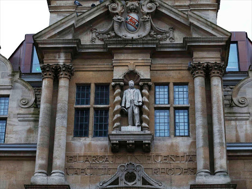 The statue of Cecil Rhodes is seen on the facade of Oriel College in Oxford, southern England, in this file photograph dated December 30, 2015. Photo/REUTERS