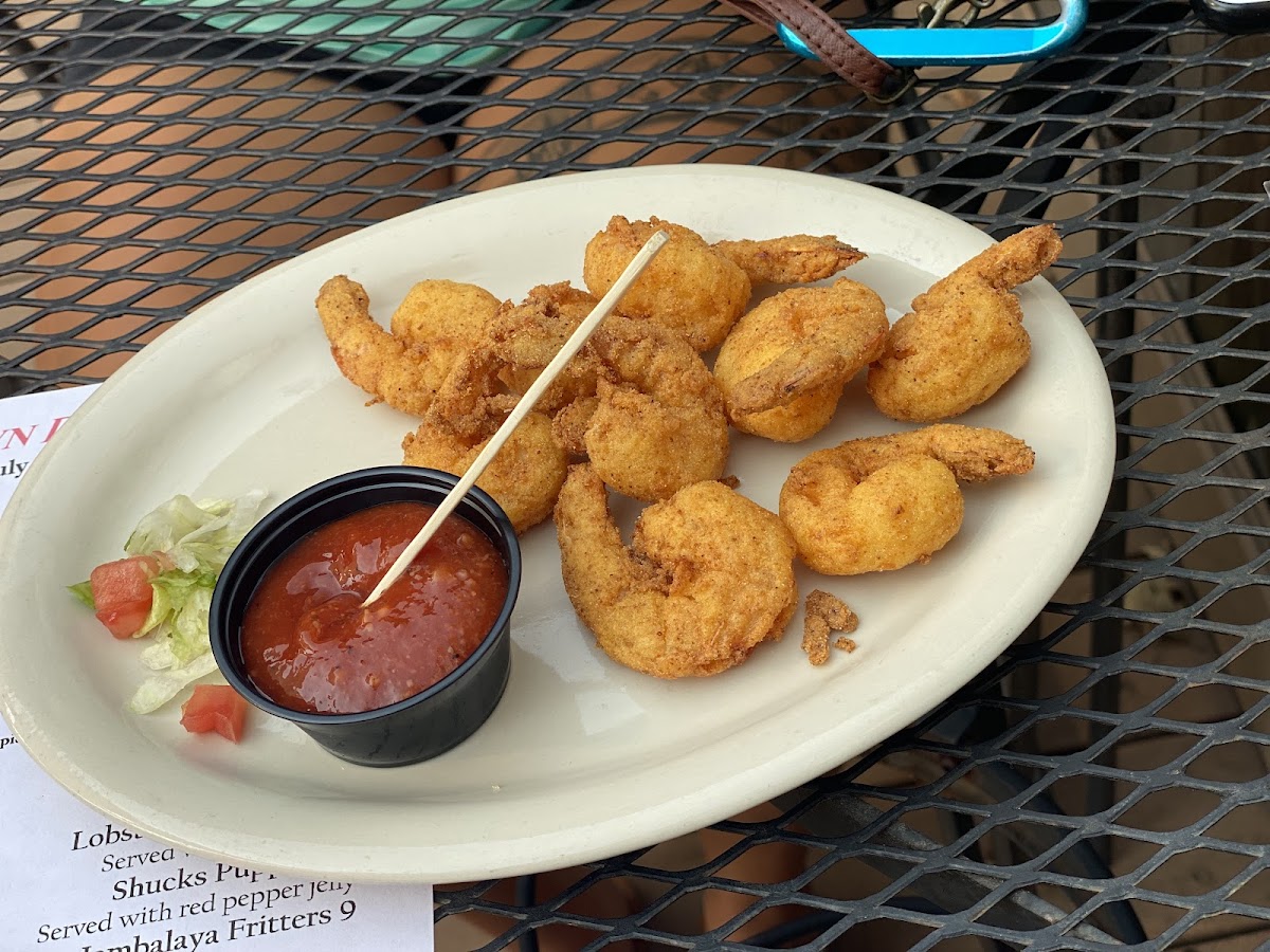 Breaded Crispy Shrimp and cocktail sauce (All Items Pictured GF)