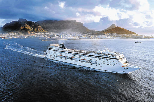 PAUSE FOR PORT: The MSC Sinfonia leaves Cape Town after one of its many visits to these shores