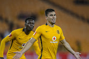 Lorenzo Gordinho of Kaizer Chiefs is joined by teammate to celebrate his goal during the Absa Premiership match between Kaizer Chiefs and Maritzburg United at FNB Stadium on September 24, 2016 in Johannesburg, South Africa.