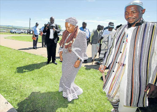 Nkosazana Dlamini-Zuma visiting Xhosa king Mpendulo Sigcawu at his Nqadu Great Place in Willowvale Picture: LULAMILE FENI