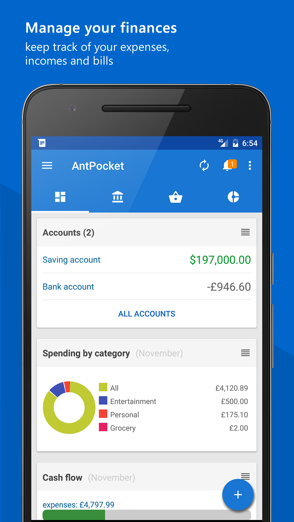 Android application AntPocket - Finance Manager screenshort