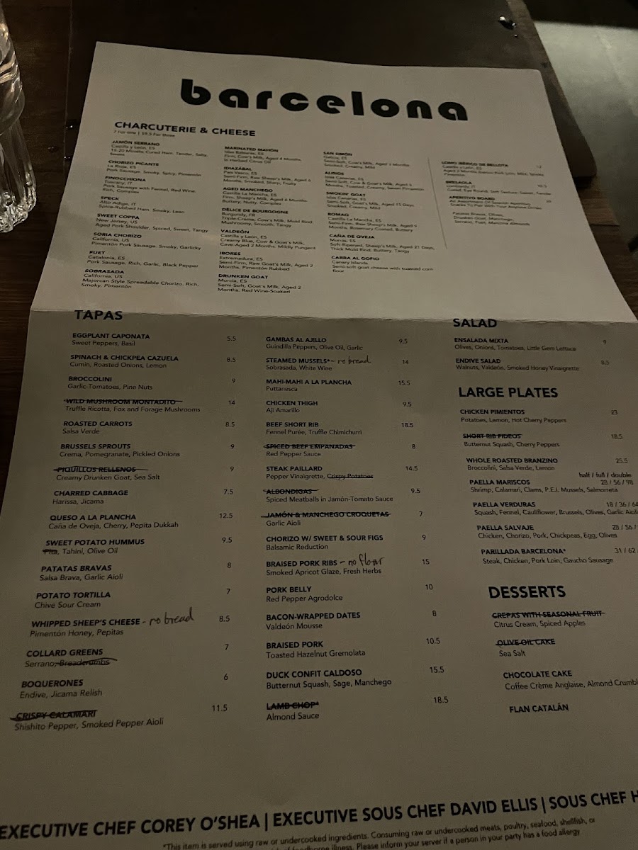 Menu with Non GF items marked. Not specific for celiac though!