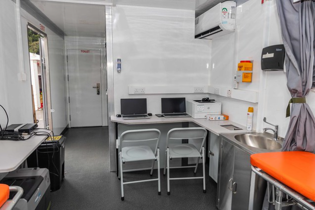 The interior of a mobile clinic.