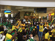 ANC Youth and Women's League have gathered at the O.R Tambo International Airport to welcome back former African Union Commission Chairperson Dr Nkosazane Dlamini/Zuma.. Picture Credit: Neo Goba