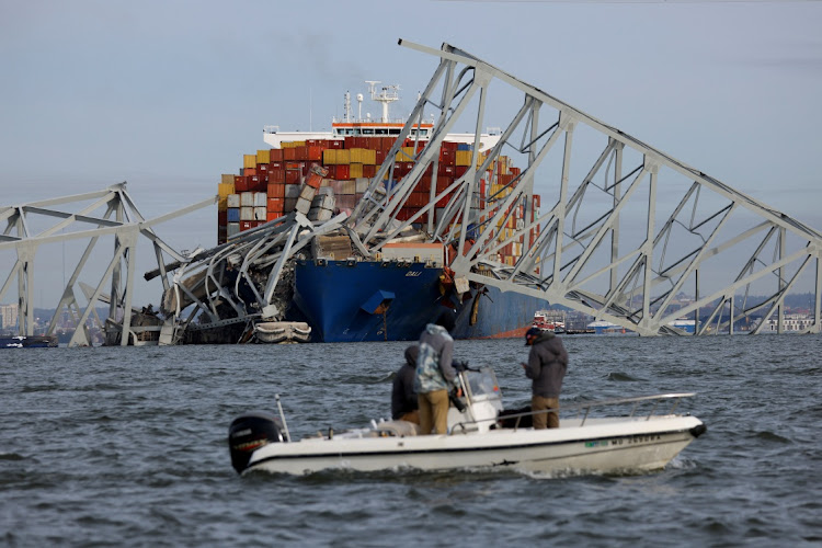 A view of the Dali cargo vessel that crashed into the Francis Scott Key Bridge causing it to collapse in Baltimore, Maryland, the US, March 26 2024. Picture: REUTERS/Julia Nikhinson
