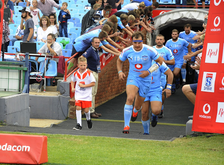 The Bulls running out on to the pitch during the 2018 Super Rugby game against the Hurricanes at Loftus Versveld, Pretoria on 24 February 2018.