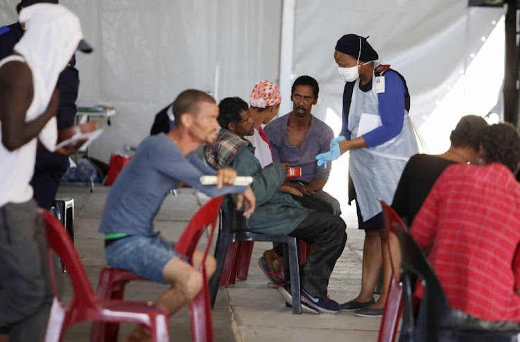 Healthworkers are providing assistance to the homeless being housed at the Strandfontein camp.