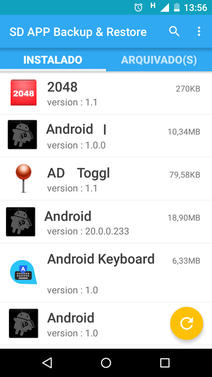 Android application SD APP Backup &amp; Restore screenshort