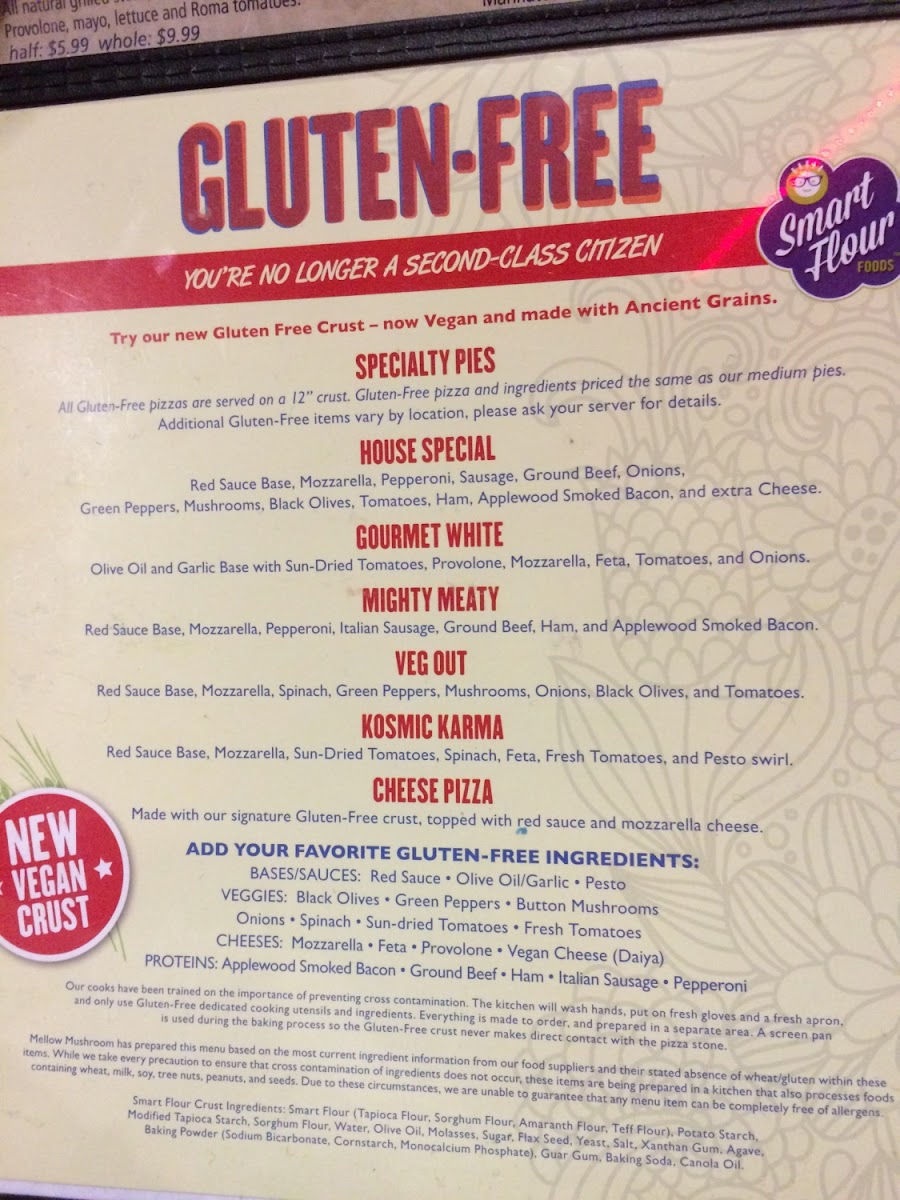 Their gluten free menu