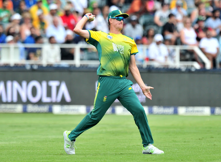Chris Morris of South Africa fielding during the T20 match between the Proteas and India at Wanderers Stadium in Johannesburg on February 8, 2018.