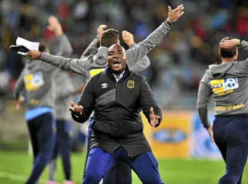 Cape Town City coach Benni McCarthy laments a missed opportunity during the MTN8 Cup final against SuperSport United at Moses Mabhida Stadium two weeks ago. The Citizens lost on penalties. Picture: BackpagePix