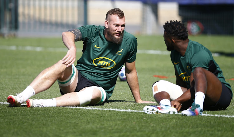 RG Snyman and Siya Kolisi during the Springboks' training session at Stade Campus RCT in Toulon, France, September 26 2023. Picture: STEVE HAAG/GALLO IMAGES