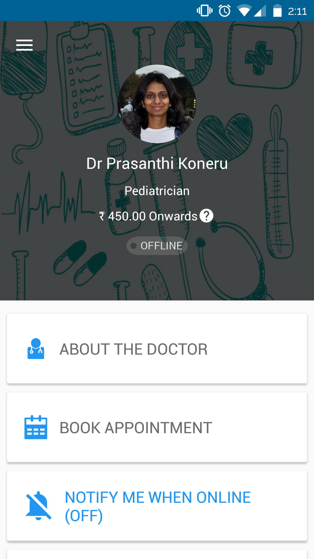 Android application Dr Prasanthi Paediatrician screenshort