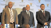 THREE WISE MEN :
        Justice 
      
       Minister Jeff Radebe,   
      
       Jacob Zuma and 
      
       Deputy Minister Marius Fransman in
      
       Paarl yesterday.