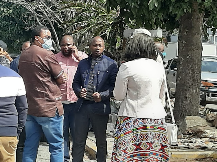 NMB ANC councillors Andile Lungisa with supporters outside the high court in Makhanda on Tuesday.