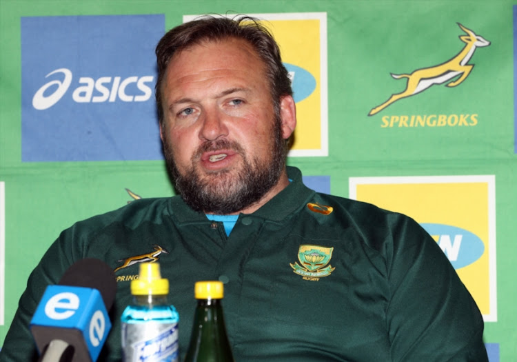 Matt Proudfoot (Forward Coach) of South Africa during the South African national rugby team media conference at Garden Court Umhlanga on August 14, 2018 in Durban, South Africa.