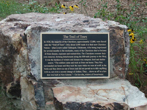 In 1838, the majority of the Cherokees, approximately 12,000, were forced onto the “Trail of tears”. Only about 8,000 made it to the new Cherokee Nation - what is now called Tehlequah, Oklahoma....