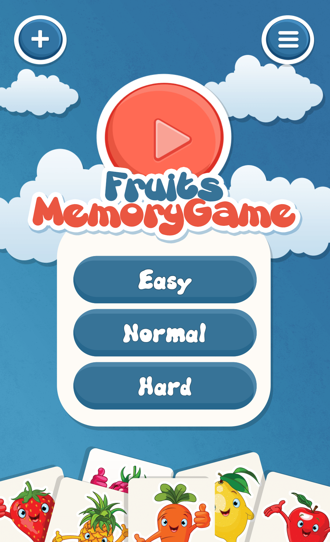 Android application Fruits Memory Game for kids screenshort