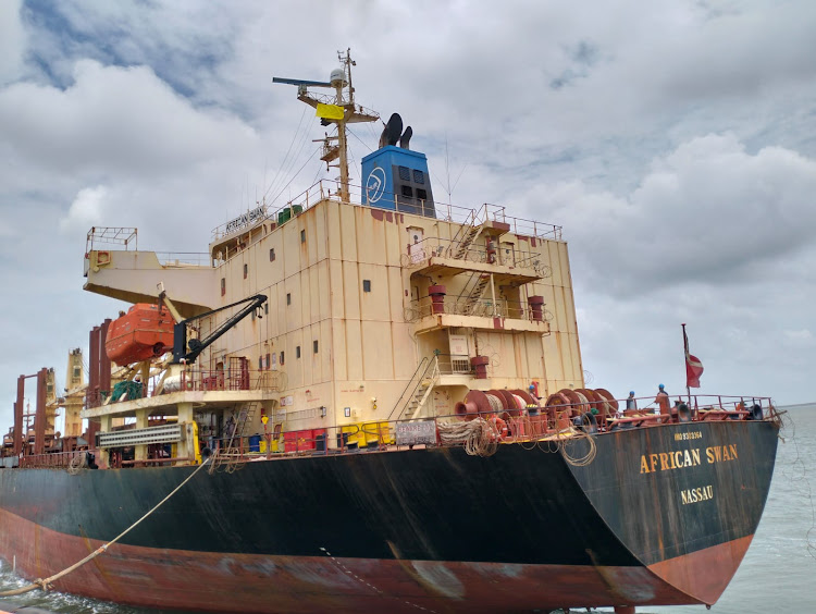 The MV African Swan vessel that docked at the Lamu Port from Djibouti on Wednesday, September 6,2023.