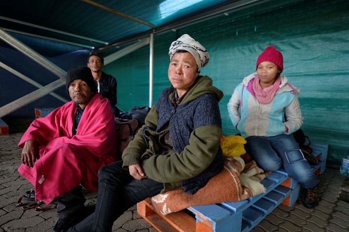 Some of the homeless people who have moved into the City of Cape Town ‘safe space’ under Culemborg Bridge.