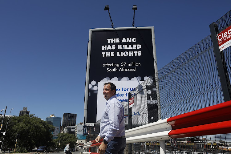 On Sunday February 17 2019, DA chief whip John Steenhuisen unveiled a billboard in Johannesburg highlighting Eskom and the ANC’s failure to keep the lights on.