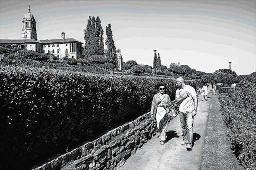 BRINGING BACK MEMORIES: Sophia Williams-De Bruyn with Adrian Steirn at the Union Buildings in Pretoria, the destination of a protest march on August 9 1956