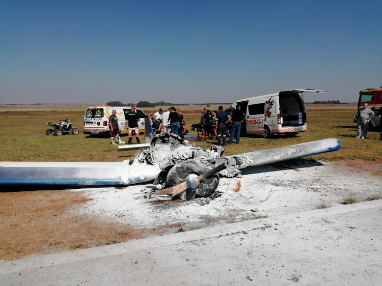 A small plane crashed at the Rhino Park Airfield in Bronkhorstspruit on Sunday afternoon.
