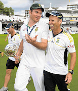 Proteas captain Graeme Smith and coach Gary Kirsten with the ICC World Test mace after winning the third test match against England at Lord's on Monday Picture: GARETH COPLEY/GALLO IMAGES
